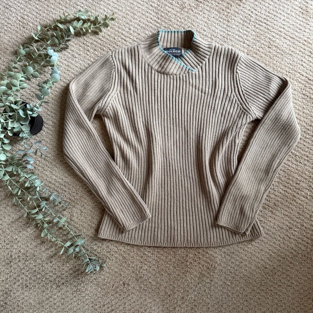 Woolrich Cozy Tan Ribbed Sweater